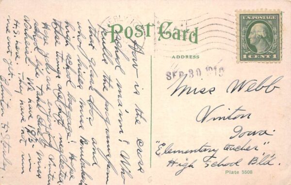 Waverly Iowa East Bremer Avenue Trolley Car Vintage Postcard AA95374 - Image 2