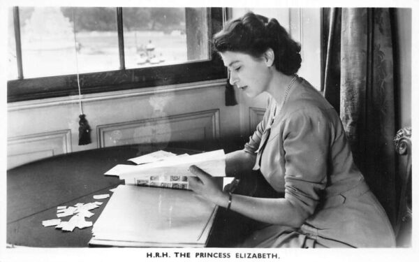 British Royalty Queen Elizabeth Stamp Collecting Real Photo Postcard AA96771