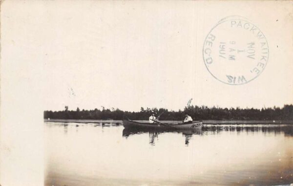 Grand Rapids Wisconsin Duck Hunting Men in Row Boat Real Photo Postcard AA97146