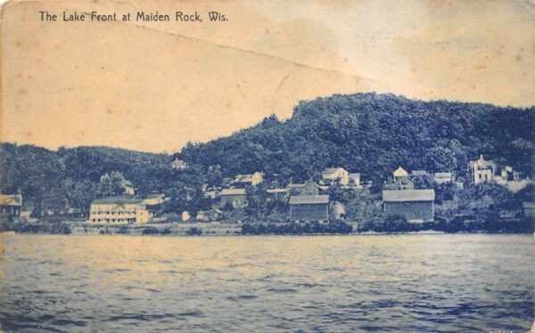 Maiden Rock Wisconsin The Lake Front Scenic View Vintage Postcard AA97281