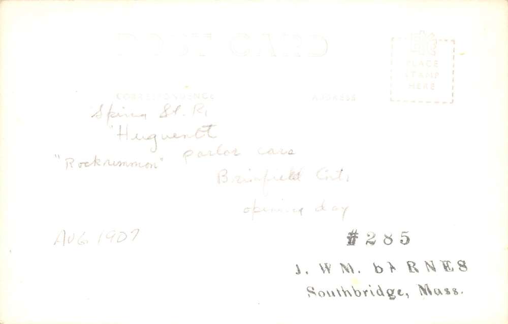 Brimfield Massachusetts Trolley Parlor Car Real Photo Vintage Postcard AA97839 - Image 2