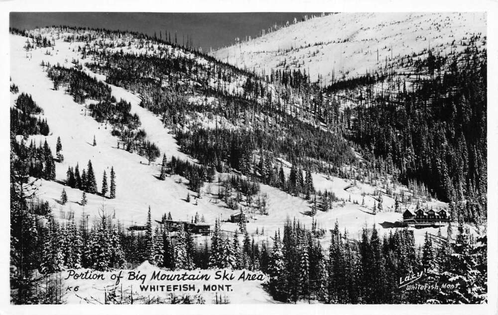 Whitefish Montana Big Mountain Ski Area Real Photo Vintage Postcard AA98137