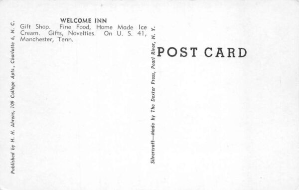 Manchester Tennessee Welcome Inn Interior View Waitress Postcard AA98298 - Image 2