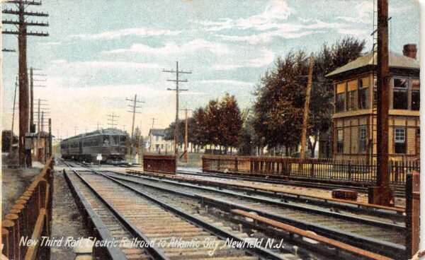 Newfield New Jersey Electric Raiload to Atlantic City Vintage Postcard AA98362