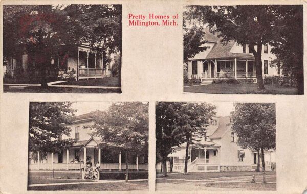 Millington Michigan Pretty Homes, Multi-View Lithograph, Vintage Postcard U22400