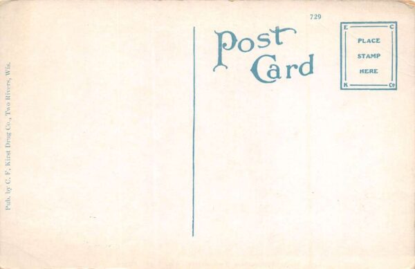 Two Rivers Wisconsin Storm Approaching Light House, Vintage Postcard U22405 - Image 2