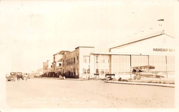 Oakland California Airport Airplane Hanger Real Photo Vintage Postcard AA98503