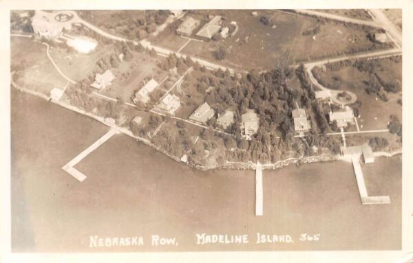 Madeline Island Wisconsin Nebraska Row Aerial View Real Photo Postcard AA98509