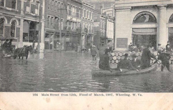Wheeling West Virginia Main Street 1907 Flood Disaster Vintage Postcard AA98562