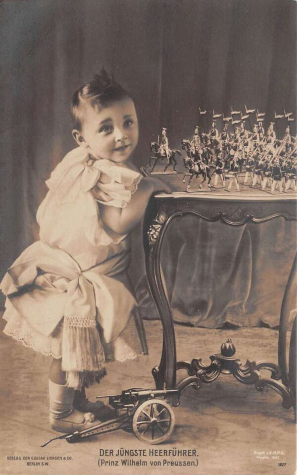 Crown Prince Wilhelm of Prussia with Toy Soldier Set Real Photo PC AA90178