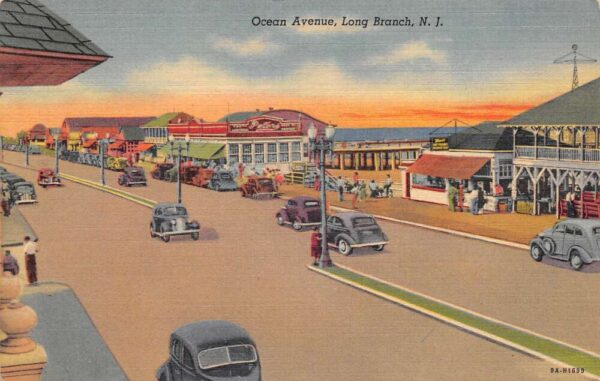 Long Branch New Jersey Ocean Avenue Vintage Postcard AA90181