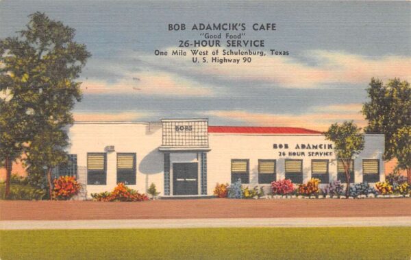 Schulenburg Texas Bob Adamcik's Cafe Linen Vintage Postcard AA90188