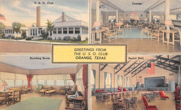Orange Texas USO Club Multiview Greetings Vintage Postcard AA90189