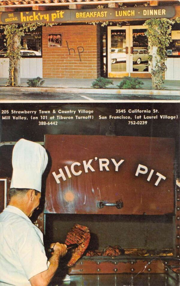 San Francisco California Hick'ry Pit Barbecue Restaurant Postcard AA90190