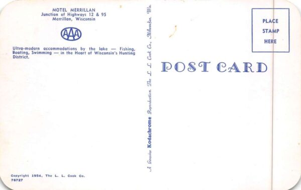 Merrillan Wisconsin Motel Merrillan Vintage Postcard AA90193 - Image 2