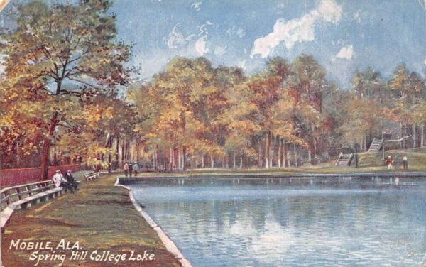 Mobile Alabama Spring Hill College Lake Tuck Vintage Postcard AA90208