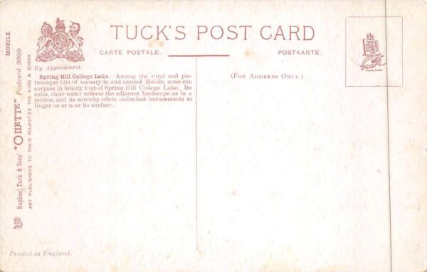 Mobile Alabama Spring Hill College Lake Tuck Vintage Postcard AA90208 - Image 2