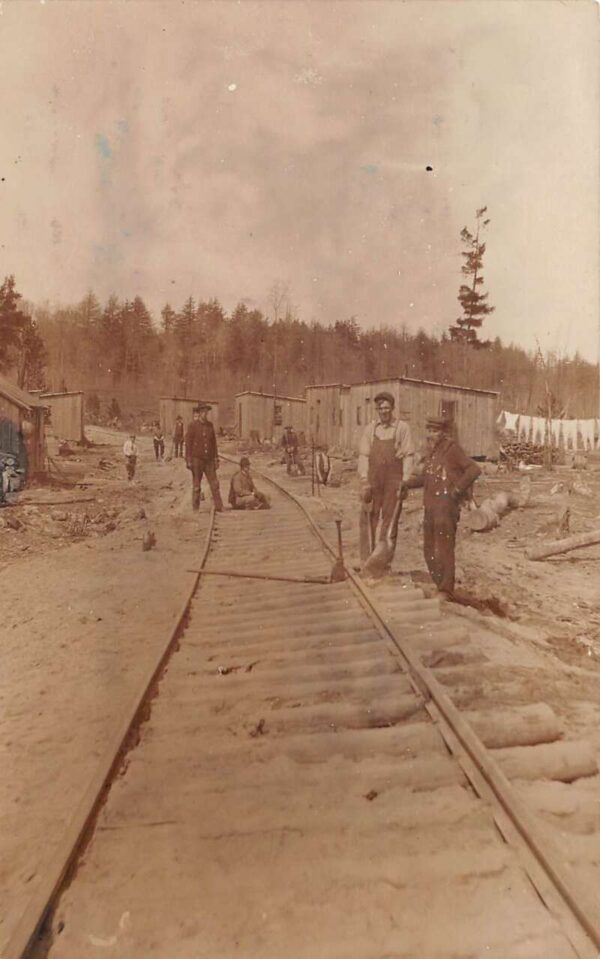 Railroad Construction Work Camp Real Photo Vintage Postcard AA90219