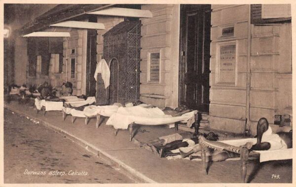 Calcutta India Durwans Asleep Vintage Postcard AA90220