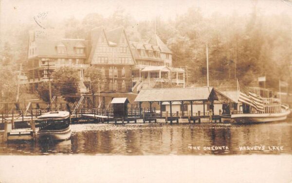 Harveys Lake Pennsylvania The Oneonta Boat Dock Harris Real Photo PC AA90250
