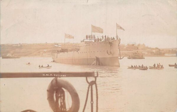 HMS Bellona Steamer Ship Real Photo Vintage Postcard AA90251