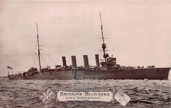 HMS Birmingham Britains Bulwarks Steamer Ship Real Photo Postcard AA90252
