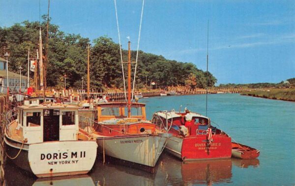 Mattituck Long Island New York Creek Inlet Harbor Sailboats Postcard AA90537