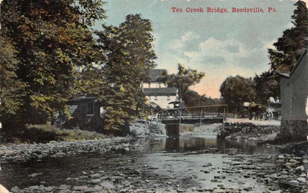 Reedsville Pennsylvania Tea Creek Bridge Scenic View Vintage Postcard AA90552