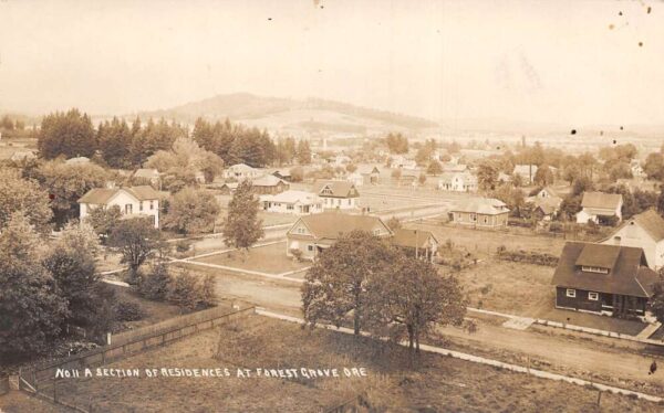 Forest Grove Oregon Residence Section Birds Eye View Real Photo Postcard AA90556