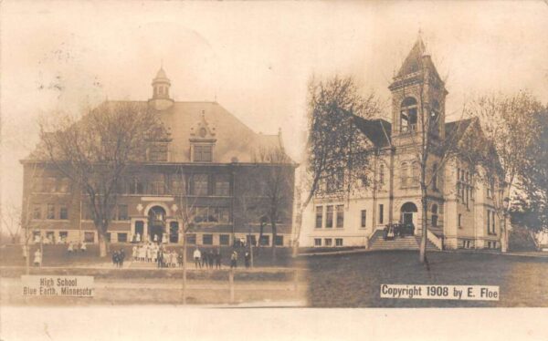 Blue Earth Minnesota High School Real Photo Vintage Postcard AA90571