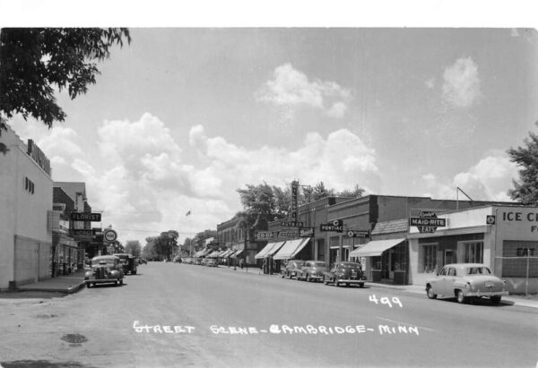 Bambridge Minnesota Pontiac Buick Chevrolet Street Scene Real Photo PC AA90572