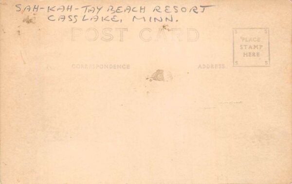 Cass Lake Minnesota Sah-Kah-Tay Beach Resort Porch Real Photo Postcard AA90574 - Image 2