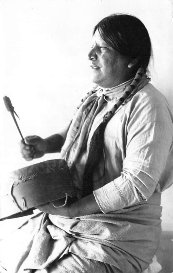 Albert Lujan Native American Indian Banging Drum Real Photo Postcard AA90587