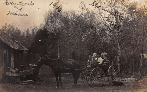 Stonington Michigan Family in Horse Carriage Real Photo Vintage Postcard AA90610