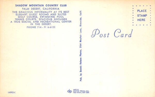 Palm Desert California Shadow Mountain Country Club Golf Course PC AA90627 - Image 2
