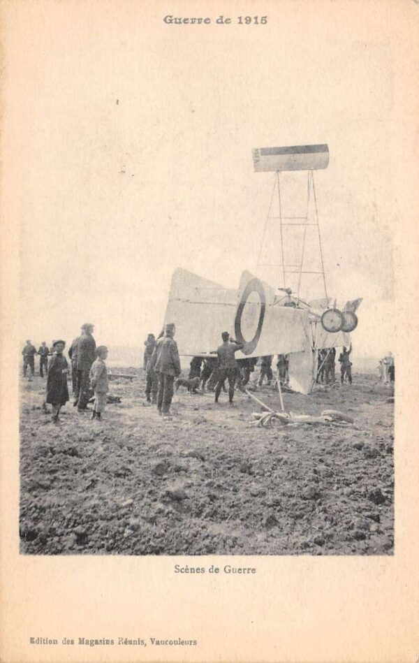 WW1 France Crowd by Crashed Airplane Vintage Postcard AA90634