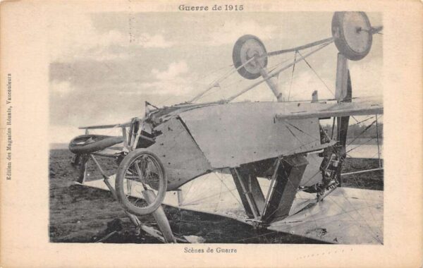 WW1 France Upside down Airplane Wreck Vintage Postcard AA90635