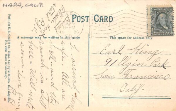 Napa California Hottel House Vintage Postcard AA90636 - Image 2