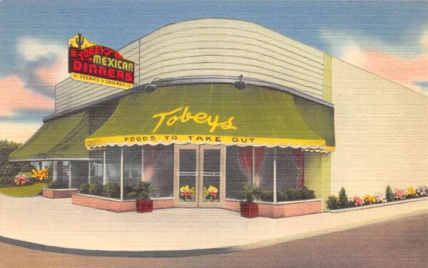 San Leandro California Tobey's Mexican Restaurant Vintage Postcard AA90638