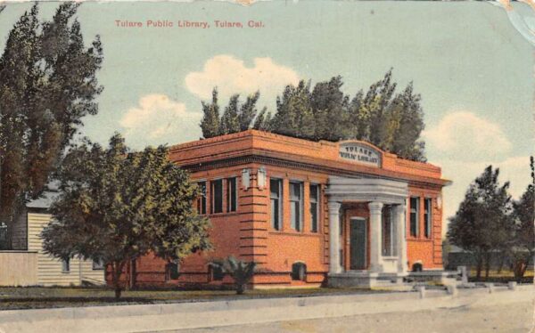 Tulare California Public Library Vintage Postcard AA90640
