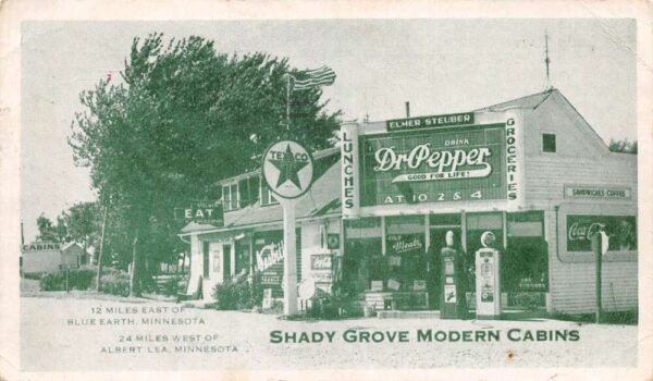Brush Creek Minnesota Shady Grove Cabins Texaco Dr.Pepper Coke Signs PC AA90655