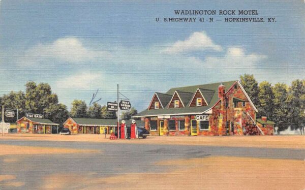 Hopkinsville Kentucky Wadlington Rock Motel and Gas Station Postcard AA90672