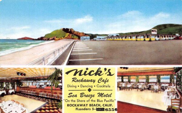 Rockaway Beach California Nick's Rockaway Cafe Vintage Postcard AA90682