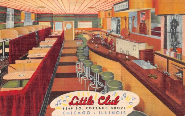 Chicago Illinois Little Club Dining Room Vintage Postcard AA90708
