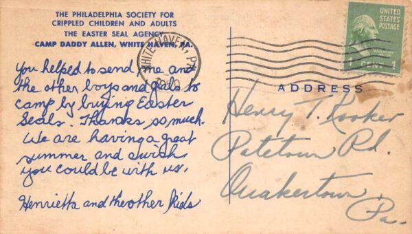 White Haven Pennsylvania Camp Daddy Allen Children Vintage Postcard AA90709 - Image 2
