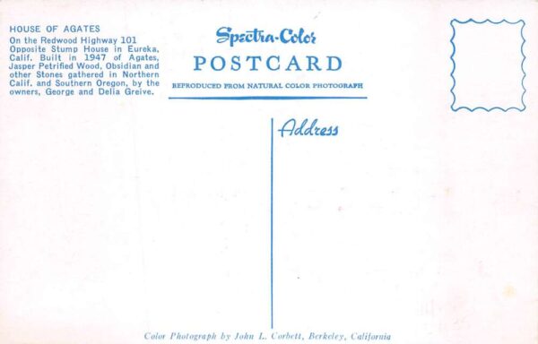 Eureka California House of Agates Vintage Postcard AA90711 - Image 2