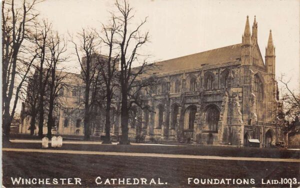 Winchester England Winchester Cathedral Real Photo Vintage Postcard AA90713
