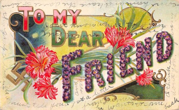 To My Dear Friend Greetings Swastika Vintage Postcard AA90718