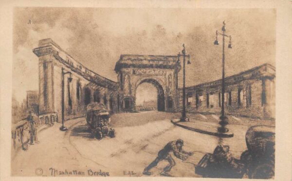 New York City Manhattan Bridge by Edith Lowell Real Photo Non PC Back AA90720