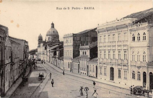 Bahia Brazil Rua de Sao Pedro Street Scene Vintage Postcard AA90725